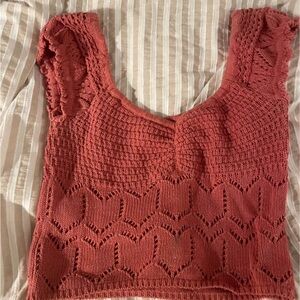 Women's Crochet Knit Top - Pink